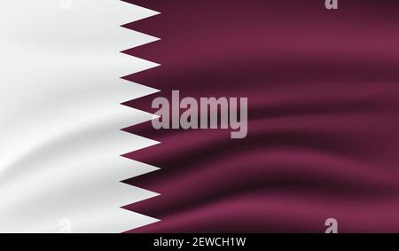 Qatar flag with waving grunge texture. Vector background. Stock Vector