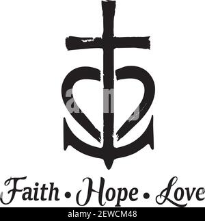 vector illustration of faith, hope, love symbols. Christian faith background. Stock Vector