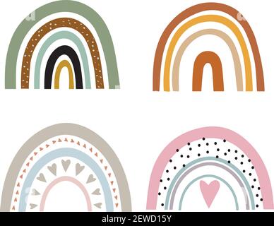 vector illustration of whimsical rainbows, nursery, kids like drawing Stock Vector