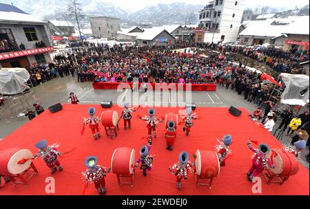 Tongren March 10 16 Xinhua People Of Miao Ethnic Group Perform A Local Dance To Celebrate The Traditional Gushe Drum Communue Festival Which Falls On The Second Day Of