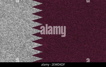 Qatar flag with waving grunge texture. Vector background. Stock Vector