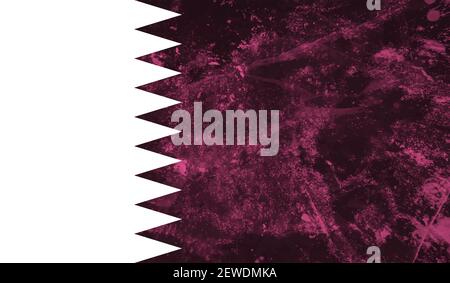 Qatar flag with waving grunge texture. Vector background. Stock Vector