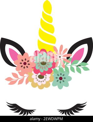 vector illustration of a cute unicorn face. Stock Vector