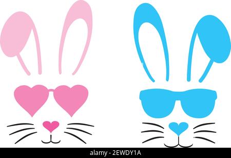 vector illustration of a girl bunny, a boy bunny, bunnies in sunglasses. Stock Vector