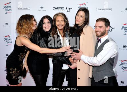 Musician Steven Tyler and his children Chelsea, Mia and Liv Tyler and Taj  Talerico attend the Steven TylerOut on a Limb concert to benefit Janie's  Fund at David Geffen Hall at Lincoln