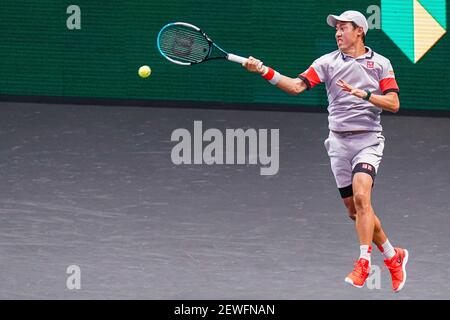 Kei Nishikori of Japan during the ABN AMRO World Tennis Tournament 2021, ATP 500 tournament on March 1, 2021 at the Rotterdam Ahoy in Rotterdam, Netherlands - Photo Henk Seppen / Orange Pictures / DPPI / LiveMedia Stock Photo