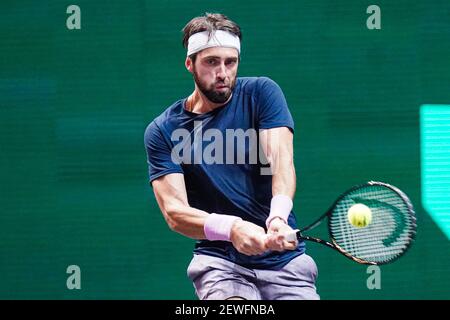 Nikoloz Basilashvili of Georgia during the ABN AMRO World Tennis Tournament 2021, ATP 500 tournament on March 1, 2021 at the Rotterdam Ahoy in Rotterdam, Netherlands - Photo Henk Seppen / Orange Pictures / DPPI / LiveMedia Stock Photo