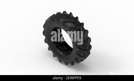 3D rendering of a large truck tractor tire isolated on white background. Stock Photo