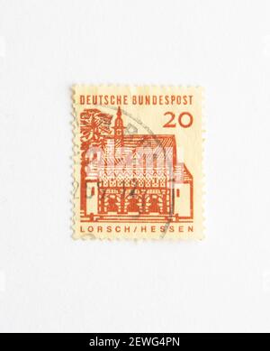 03.03.2021 İstanbul Turkey. Postage Stamp. West Germany Postage Stamp - Gatehouse of Lorsch, Hessen Stock Photo