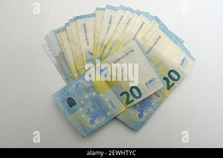 money, euros, cash, paiement , 20€, Stock Photo