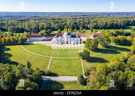 Stuttgart Solitude Castle aerial photo view tourism architecture travel in Germany.