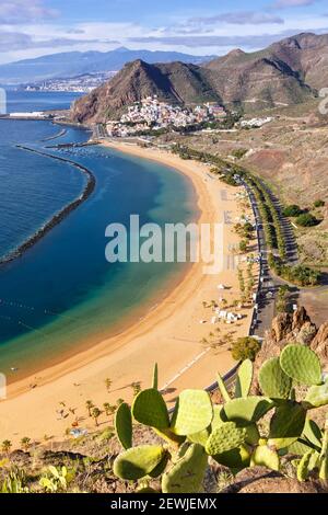 Tenerife beach Teresitas Canary islands sea water travel traveling portrait format Atlantic Ocean nature.