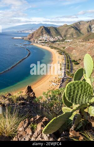 Tenerife beach Teresitas Canary islands sea water Spain travel traveling portrait format Atlantic Ocean nature.