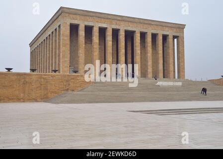 ANKARA, TURKEY - FEBRUARY 14, 2017 : Anitkabir - Mausoleum, the tomb of the founder and first president of the Turkish Republic Mustafa Kemal Ataturk Stock Photo