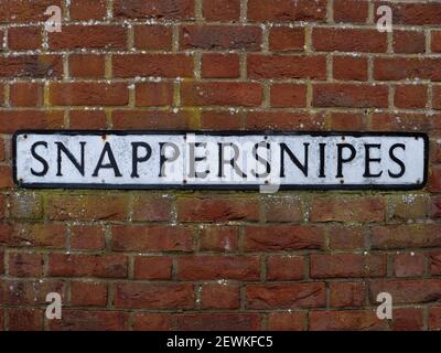 An unusual road name, 'Snappersnipes' in Westbury, Wiltshire, England, UK. Stock Photo