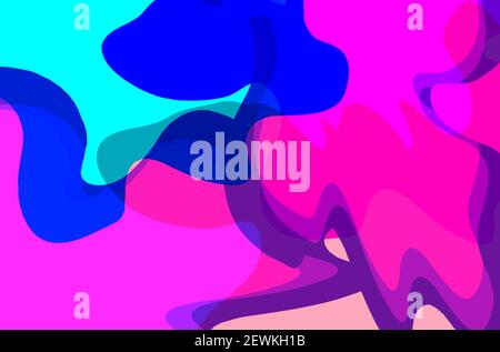 A wavy multi-colored abstract illustration with multiple color layers Stock Photo