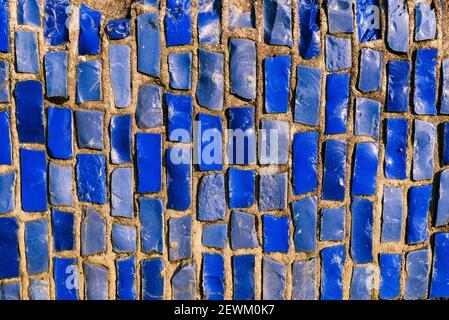 Blue antique mosaic. Abstract geometric mosaic on the floor or wall. Stock Photo