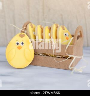 Creative home made Easter cookies with royal icing Stock Photo