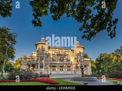 Gergely Csiky Theatre, 1911, Art Nouveau style, at sunset, in Kaposvar, Southern Transdanubia, Hungary, Central Europe Stock Photo