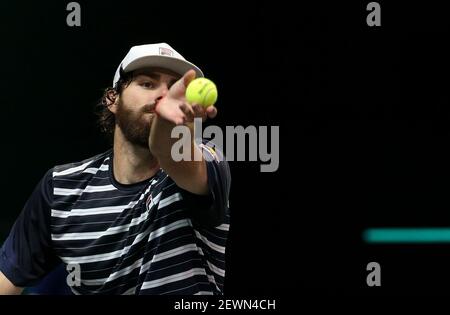 Rotterdam, Netherlands, March 2, 2021, Reilly Opelka of USA during day 1 of the 48th ABN AMRO World Tennis Tournament, an ATP Tour 500 tournament on March 1, 2021 at the Rotterdam Ahoy in Rotterdam, Netherlands - Photo Jean Catuffe / DPPI Stock Photo