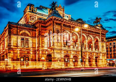 VIENNA,AUSTRIA-SEPTEMBER 10, 2015: Vienna's State Opera is an opera house.It is located in the centre of Vienna, Austria. It was originally called the Stock Photo