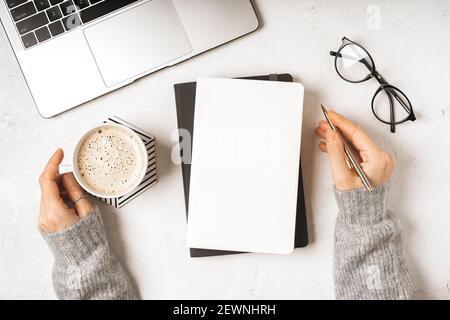 Top view blank paper Notebook Stock Photo