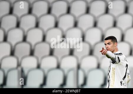 Turin, Italy - 02 March, 2021: Cristiano Ronaldo of Juventus FC celebrates after scoring a goal during the Serie A football match between Juventus FC and Spezia Calcio. Juventus FC won 3-0 over Spezia Calcio. Credit: Nicolò Campo/Ģ����ý Live News Stock Photo