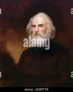 Henry Wadsworth Longfellow (1807-1882), American poet and educator, portrait painting by Thomas Buchanan Read, 1869 Stock Photo