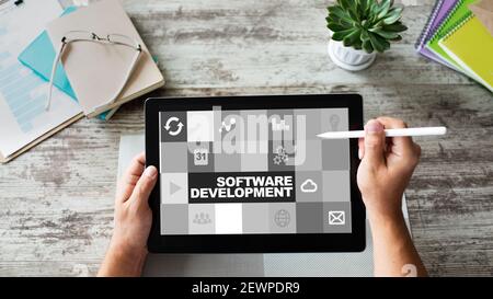 Software development and process automation concept on tablet computer screen Stock Photo