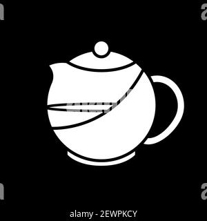 Kettle with tea dark mode glyph icon Stock Vector