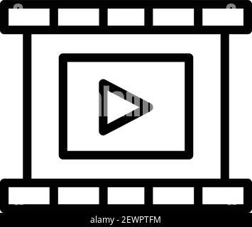 Trim video clip icon. Outline trim video clip vector icon for web design isolated on white background Stock Vector