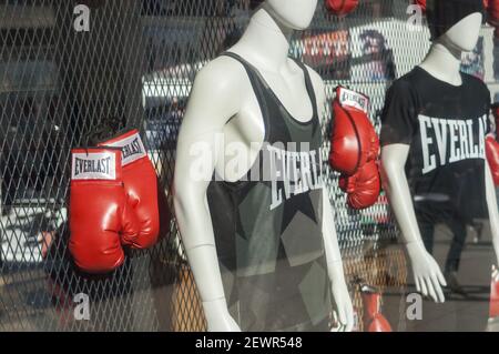 Everlast brand boxing paraphernalia in a store in New York on