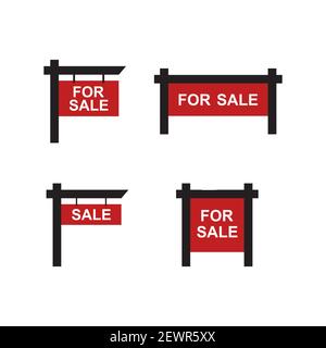 Sale real estate signs icon, color, line, outline vector sign, linear style pictogram isolated on white. Symbol, logo illustration Stock Vector