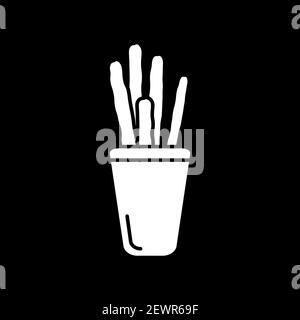 Breadsticks dark mode glyph icon Stock Vector