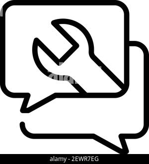 Chat setting help icon. Outline chat setting help vector icon for web design isolated on white background Stock Vector