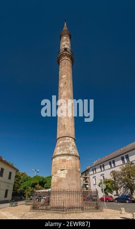 Kethuda minaret, 17th century, in Eger, Northern Uplands, Hungary, Central Europe Stock Photo