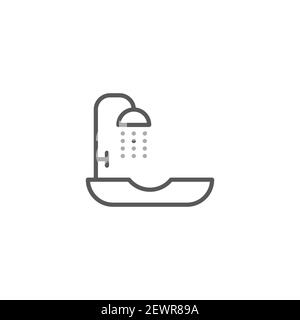 Sink unit icon, color, line, outline vector sign, linear style pictogram isolated on white. Symbol, logo illustration Stock Vector