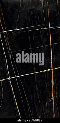 black color polished finish Statuario tiles design natural marble Stock Photo