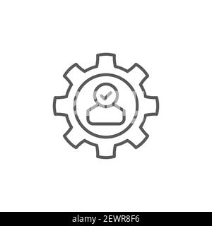 Skills icon with check sign, color, line, outline vector sign, linear style pictogram isolated on white. Symbol, logo illustration Stock Vector