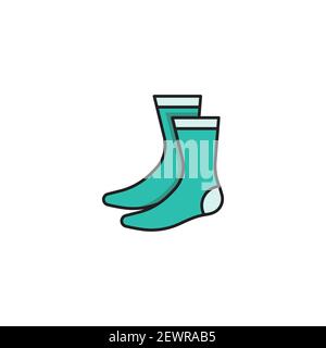 Socks icon, color, line, outline vector sign, linear style pictogram isolated on white. Symbol, logo illustration Stock Vector