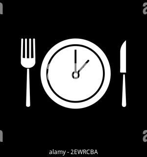 Dinner time dark mode glyph icon Stock Vector