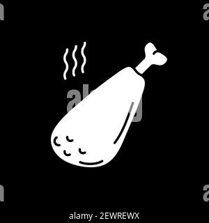 Cooked meat dark mode glyph icon Stock Vector