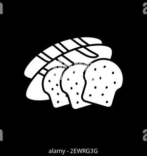 Bakery products dark mode glyph icon Stock Vector