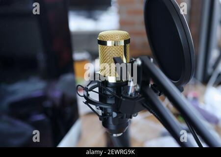 Studio microphone for recording, karaoke, streaming and blogging Stock Photo
