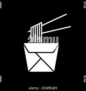 Chinese take out dark mode glyph icon Stock Vector
