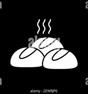 Hot buns dark mode glyph icon Stock Vector