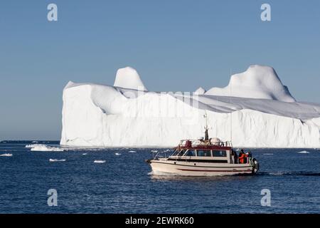 Tours amongst icebergs calved from the Jakobshavn Isbrae glacier, UNESCO World Heritage Site, Ilulissat, Greenland, Polar Regions Stock Photo
