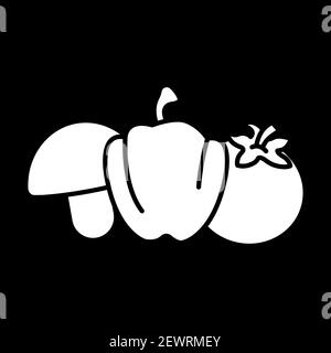 Fresh vegetables dark mode glyph icon Stock Vector