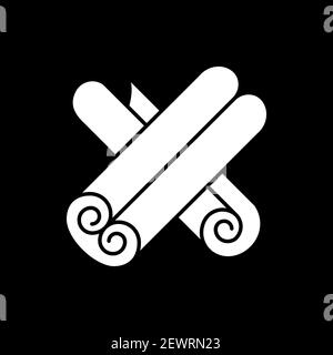 Cinnamon sticks dark mode glyph icon Stock Vector