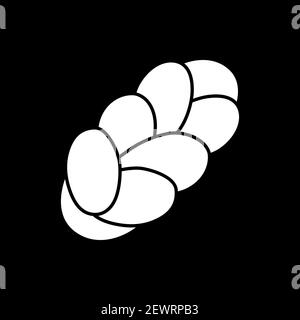 Braided bread dark mode glyph icon Stock Vector